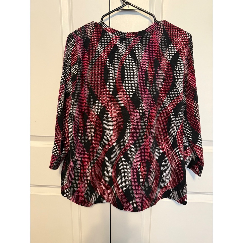 Christopher & Banks Womens Size L 3/4 Sleeve Round Neck Abstract Print Top - Picture 8 of 9